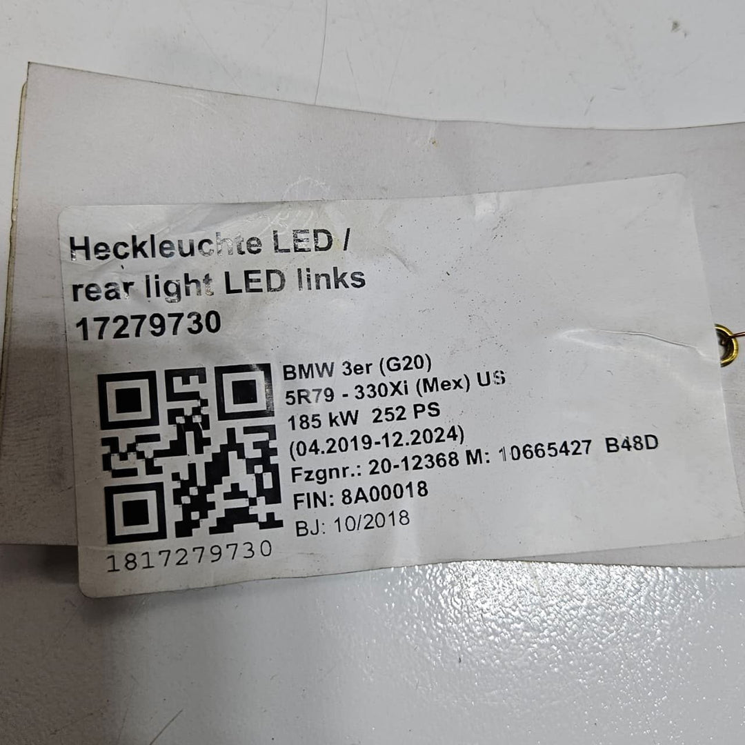 2018-2024 BMW 3 Series G20 and G80 M3 Left Tail Light 7495083