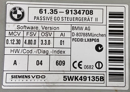 OEM BMW X1 3 SERIES Comfort Access Keyless ENTRY Control MODULE 9134708