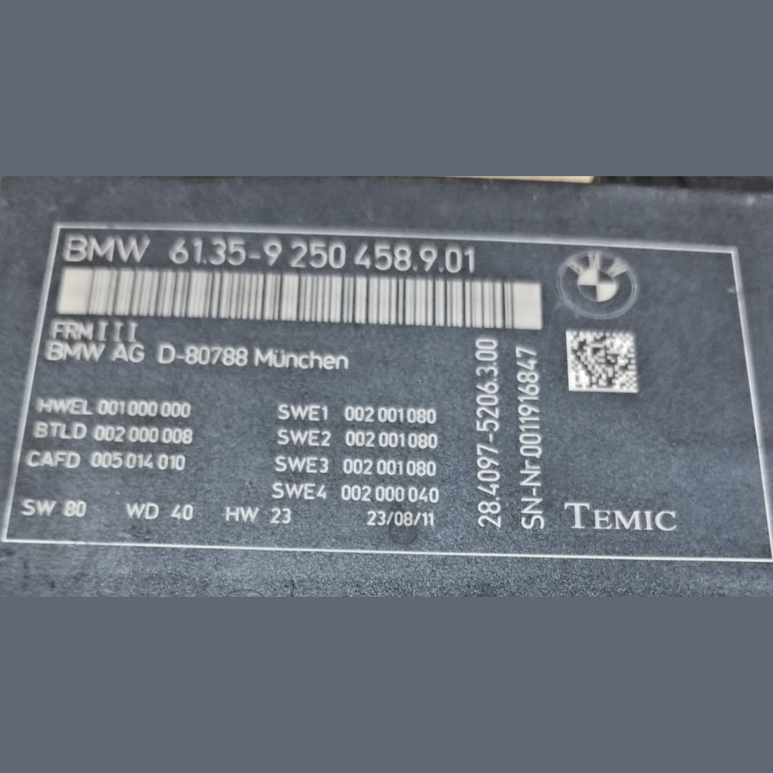 BMW X3 F25 FRM3 2011 Footwell Light Body Control Module 9250458