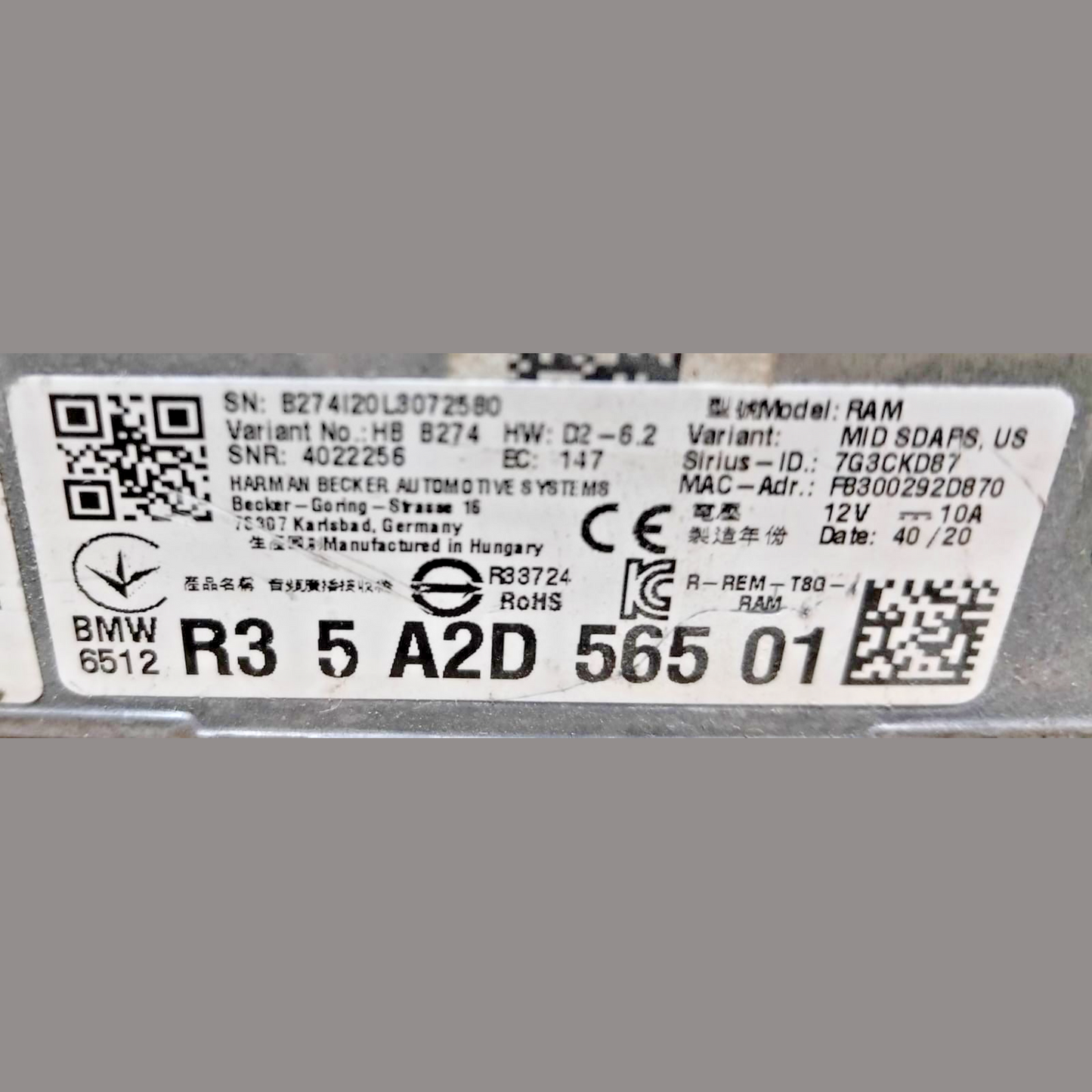 21-23 BMW 330e 330i G20 F44 AUDIO SOUND SYSTEM AMP AMPLIFIER MODULE 5A2D565 MID