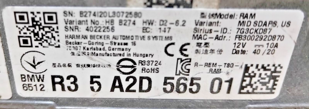 21-23 BMW 330e 330i G20 F44 AUDIO SOUND SYSTEM AMP AMPLIFIER MODULE 5A2D565 MID