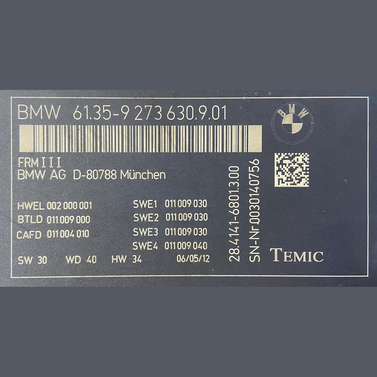 OEM BMW F10 F12 F13 F01 F02 F06 F25 F26 Footwell Light Control Module 9273630