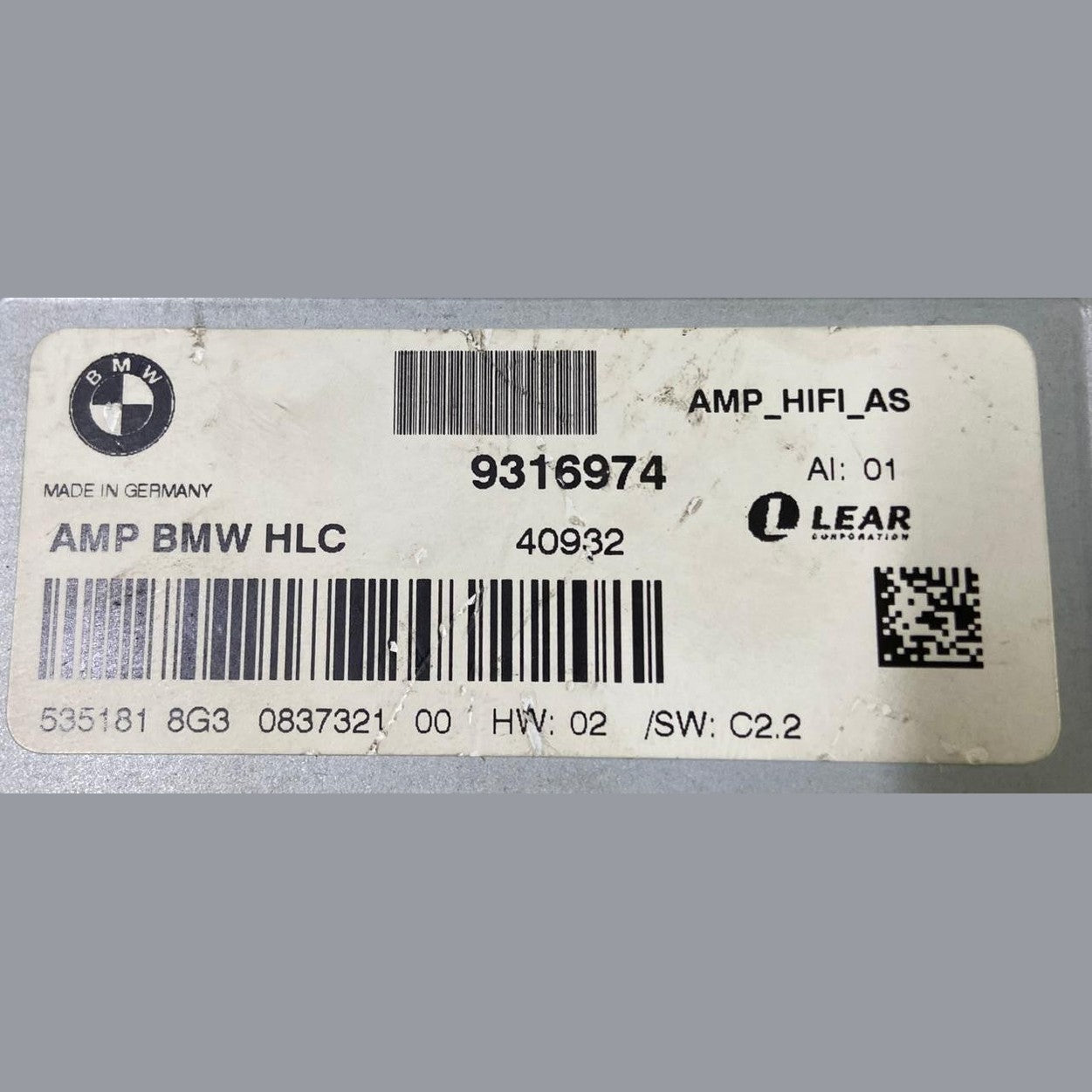 OEM BMW F32 F30 HiFi RADIO AUDIO AMPLIFIER 9316974 LEAR