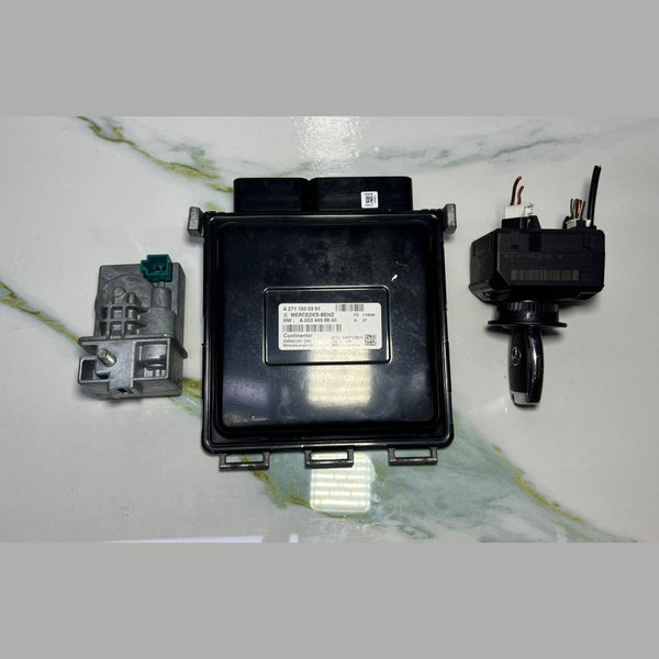 10-14 Mercedes W204 CGI ECU Engine Control Module Ignition Key Switch SET OEM