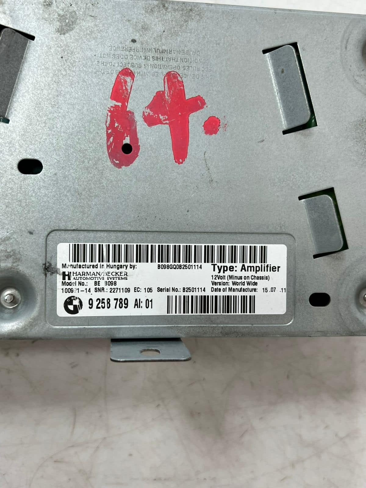 BMW 6 Series F12 F06 F13 640 650 Hi-Fi Audio Amplifier 9258789 OEM
