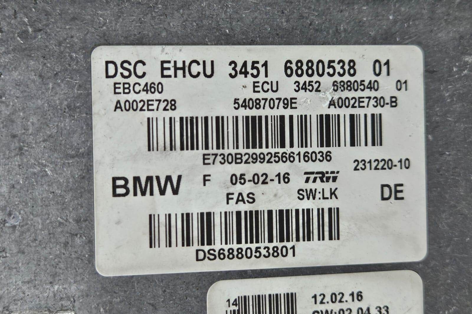 2016-2019 BMW G11 G12 7 Series, G30 5 Series, G01 X3 Abs Pump Module 6880538 OEM