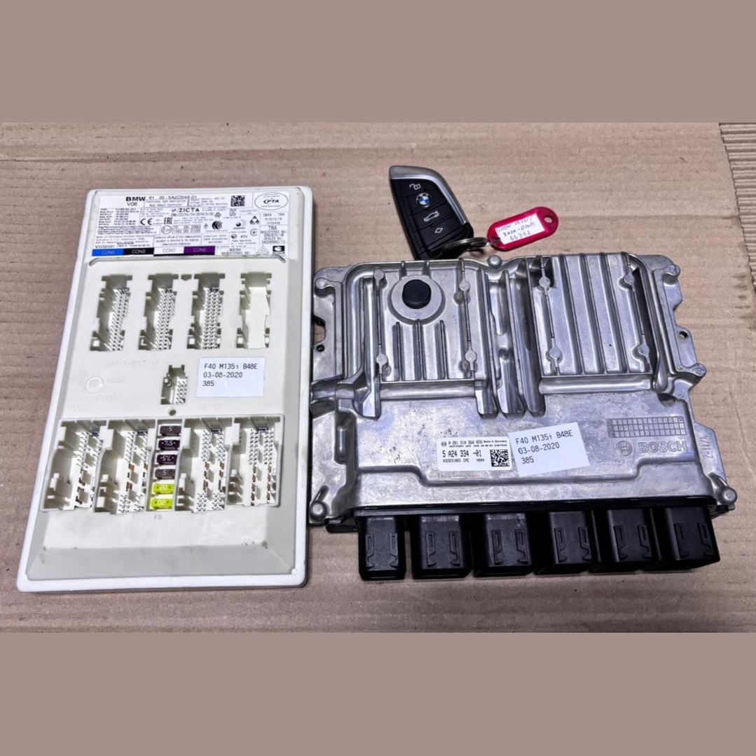BMW F40 M135i B48E 03-08-2020 ENGINE CONTROL UNIT COMPLETE SET + KEY-  (5A24334)