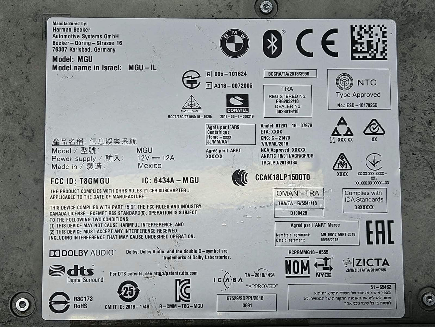 9877726-2019 BMW X5 G05 RHD Multimedia Head Unit Navigation Radio Module OEM
