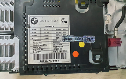 BMW F07 5 Series GT 10.25" Central Information Display Screen CID OEM 9247870