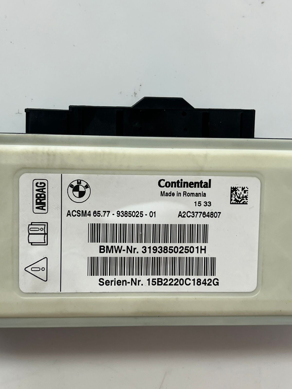 2015 BMW X3 F25 SRS Control Module OEM 9385025 Resettable Safety Restraint Unit