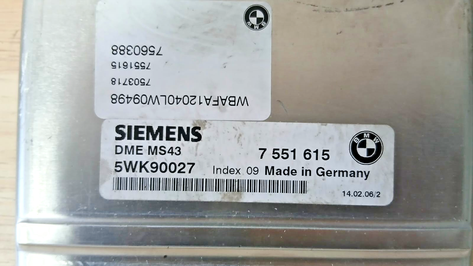 BMW X5 3.0L Engine Electronic Control Module ECU ECM 7551615 MS43 Used OEM