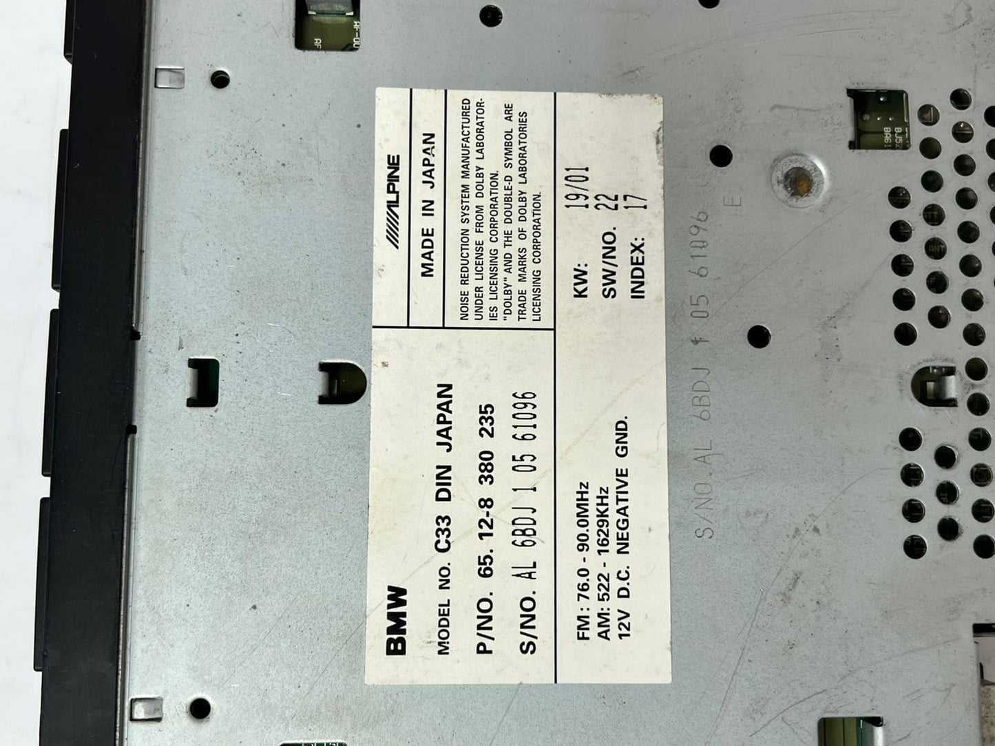 1996-2000 BMW E36 Z3 C33 DIN Radio Am Fm DC 12V Head Unit 8380235