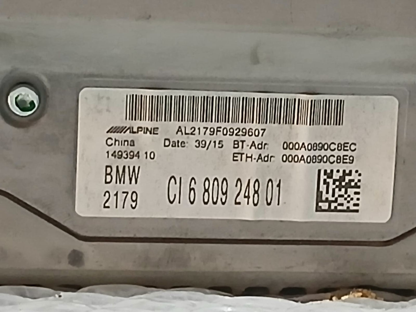 BMW  F36 420i 2017 Alpine Navigation System Head Unit high 2 Basic 6809248