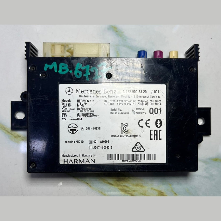 2019 Mercedes-Benz C180 Telematics Bluetooth Control Unit Module A2229003820