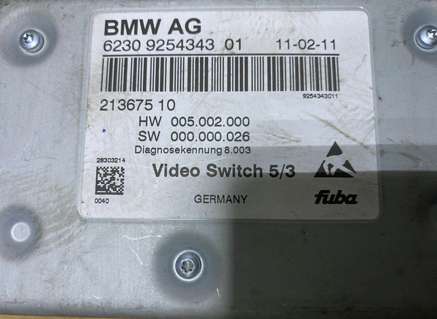 2011-2016 BMW 535i xDrive Video Switch Control Module 9254343 F01, F04, F06, F07