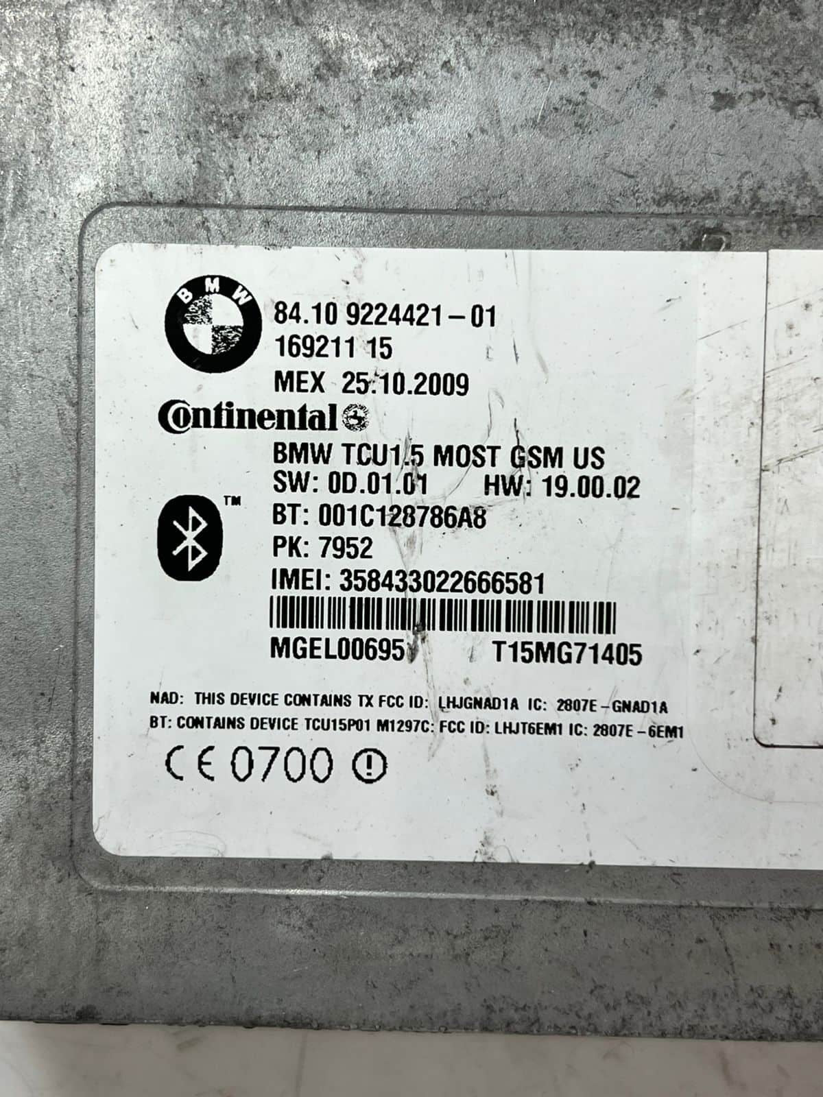 2007-2013 BMW X5 E90 E91 E92 E93 Bluetooth Telematics Control Module 9224421 OEM