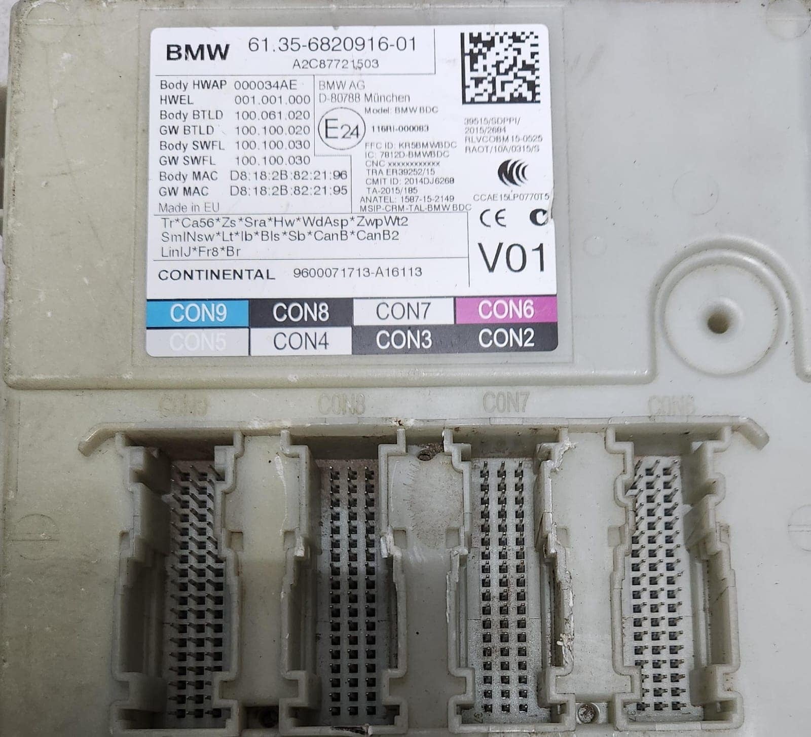 2016-2019 BMW 740i Body Domain Control Module 6820916 7 Series G11 G12