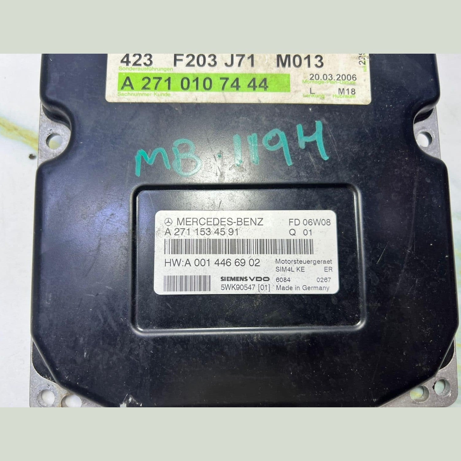 2000-2007 Mercedes-Benz C230 Engine Control Unit A2711534591 W203 C180 C230 M271
