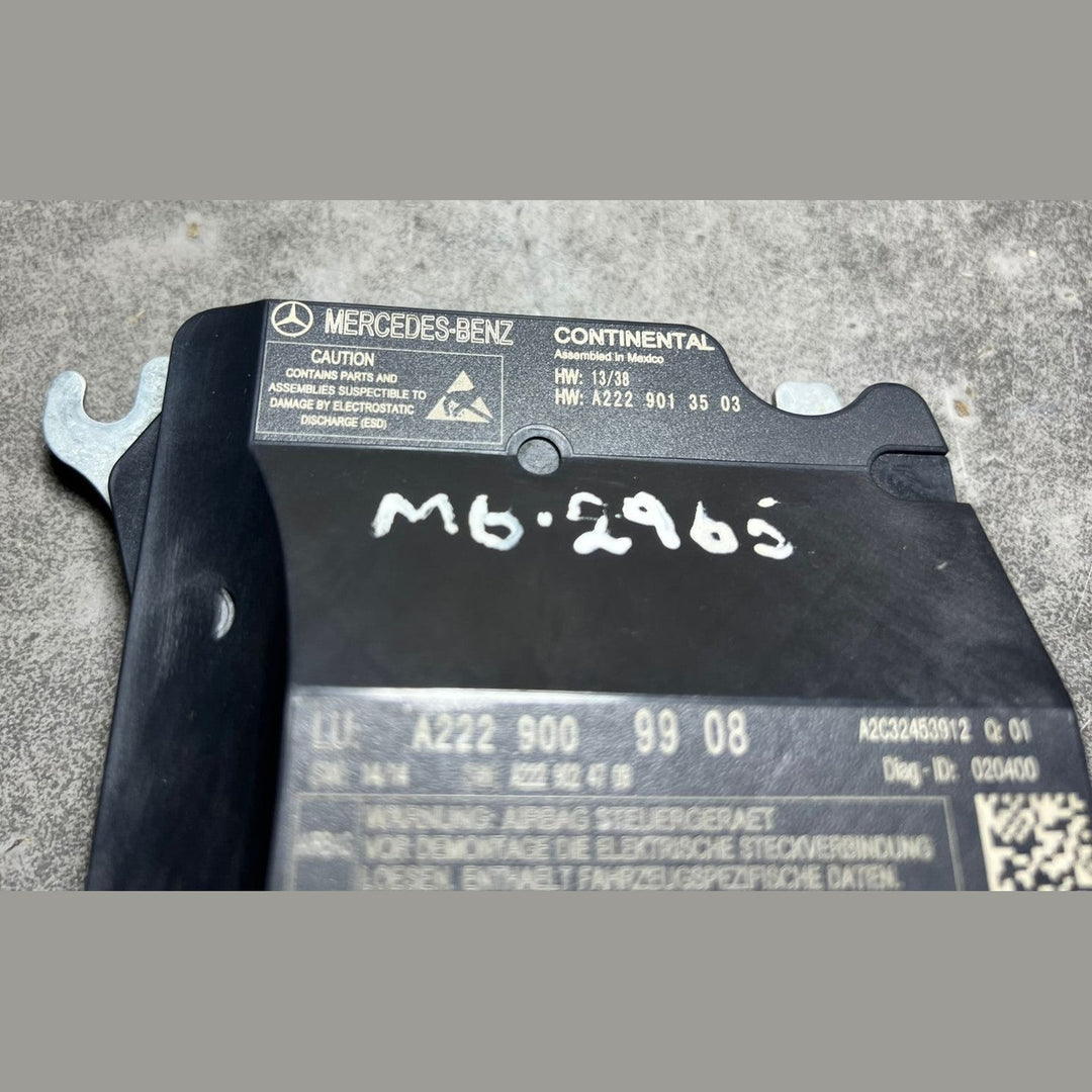 15-20 Mercedes W222 S-Class SRS Safety Restraint Control Module A222 9009908 OEM