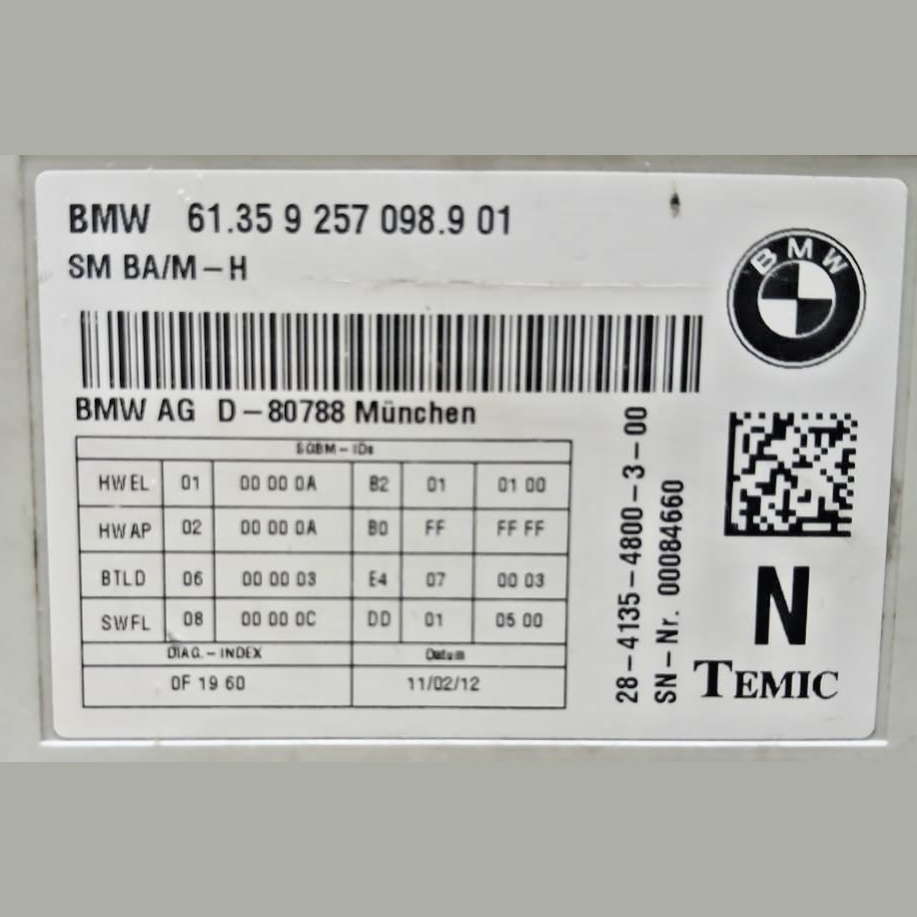 BMW F10 F11 F20 F21 F22 F30 F31 Front Seat Control Module ECU 9257098 SM BA/M-H