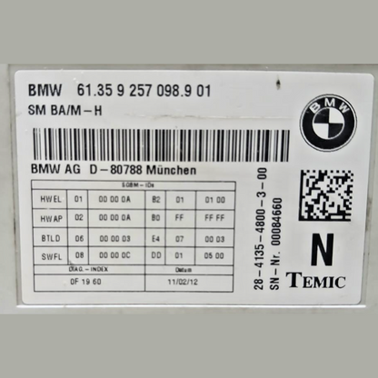BMW F10 F11 F20 F21 F22 F30 F31 Front Seat Control Module ECU 9257098 SM BA/M-H