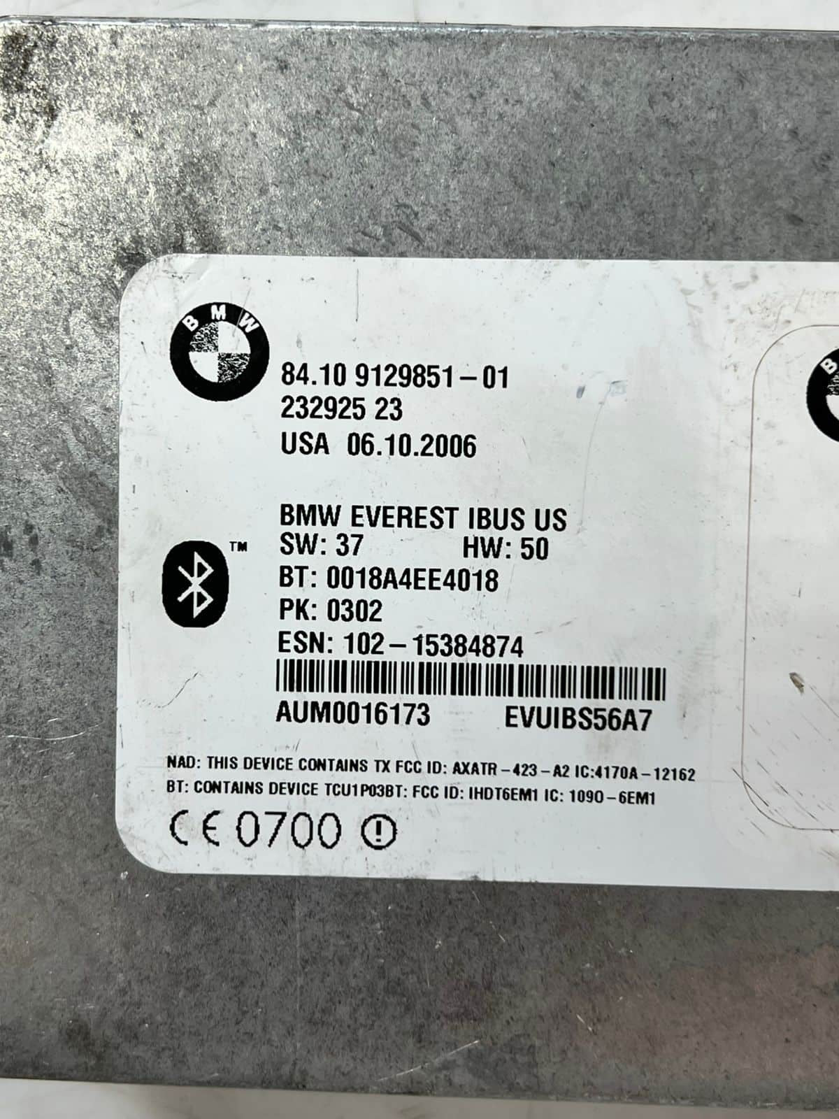 2004-2010 BMW X3 X5 Bluetooth Telematics Control Module 9129851 OEM