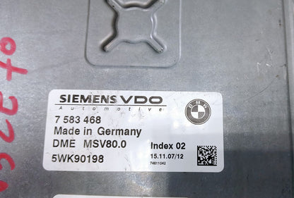 BMW E70 2008 N52N ENGINE CONTROL UNIT ECU MODULE DME MSV80.0 7583468
