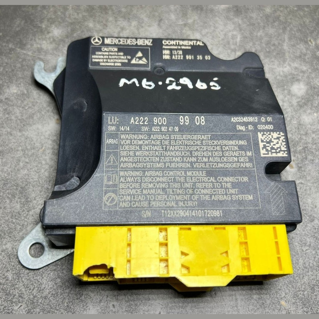 15-20 Mercedes W222 S-Class SRS Safety Restraint Control Module A222 9009908 OEM