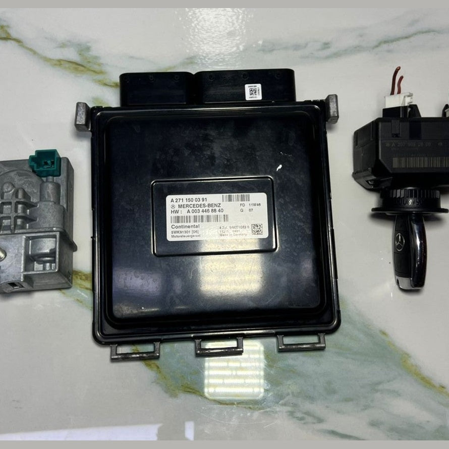 10-14 Mercedes W204 CGI ECU Engine Control Module Ignition Key Switch SET OEM