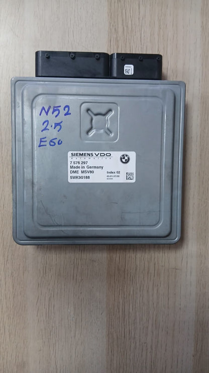 2007 BMW E60 E91 N52 2.5L Engine ECU DME SET 7576297 OEM 525i 325i Control Unit