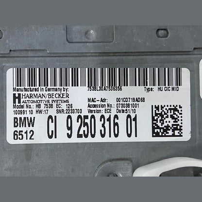 OEM BMW F10 F11 CD RADIO PLAYER HEAD UNIT CONTROL 9250316