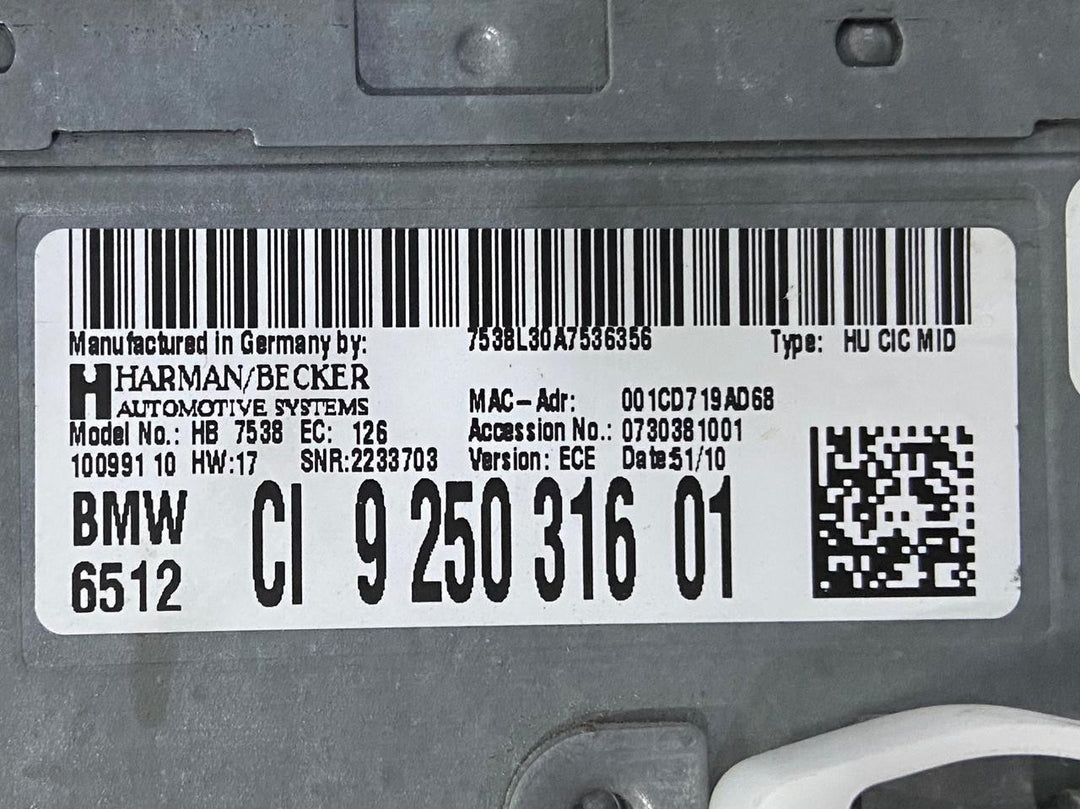 OEM BMW F10 F11 CD RADIO PLAYER HEAD UNIT CONTROL 9250316