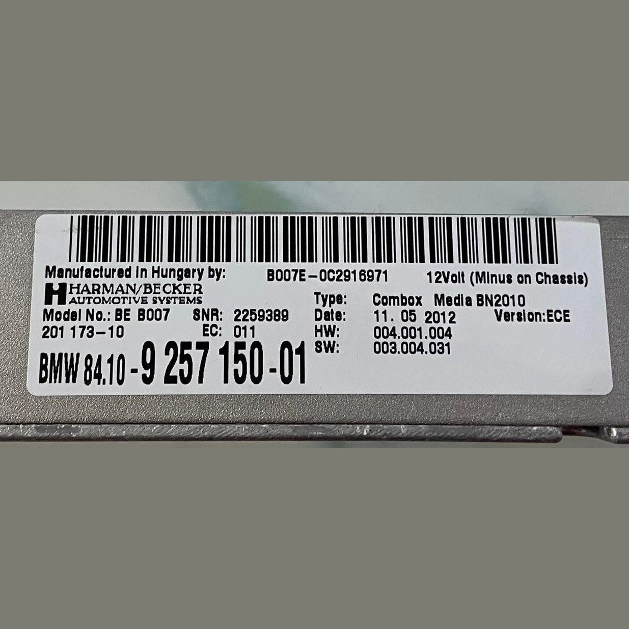 OEM BMW F11 F10 F30 F32 F36 BLUETOOTH CONTROL MODULE ECU 9257150