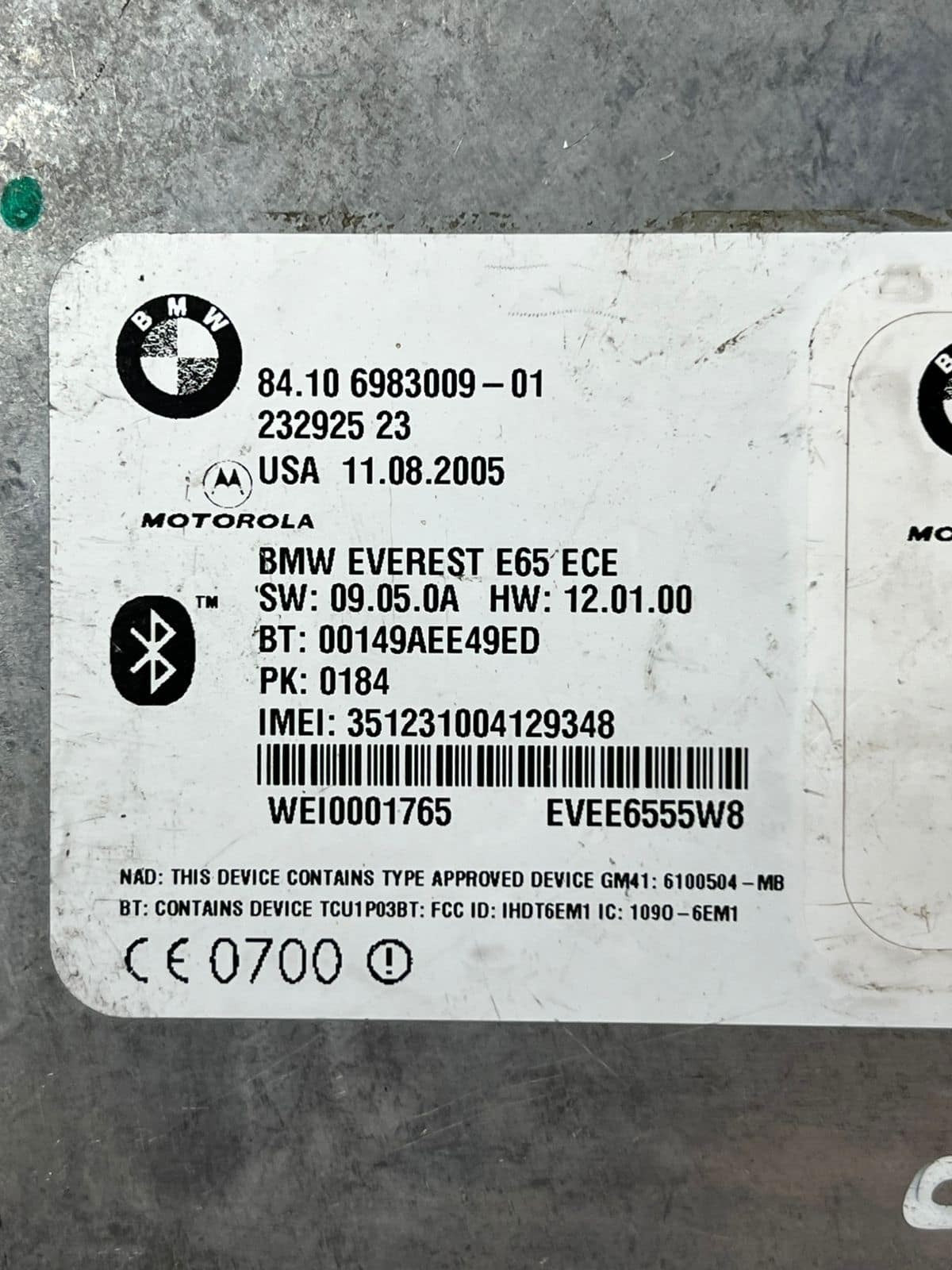 BMW 7 Series E65 E66 Bluetooth Telematics Control Module 6983009 OEMM