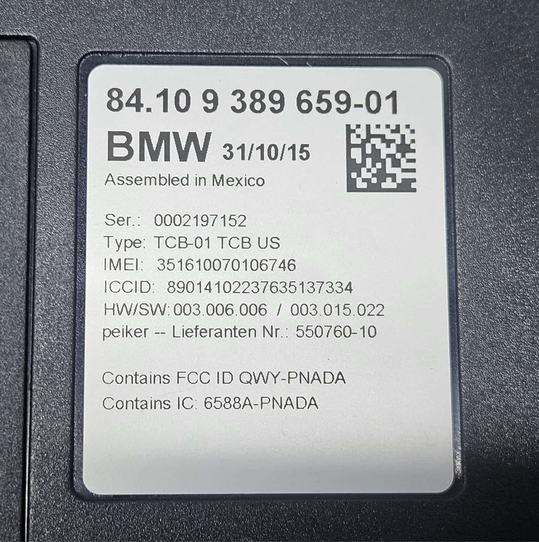 2014-2018 BMW X5 F15 F25 Telematics Communication Control Module 9389659 OEM