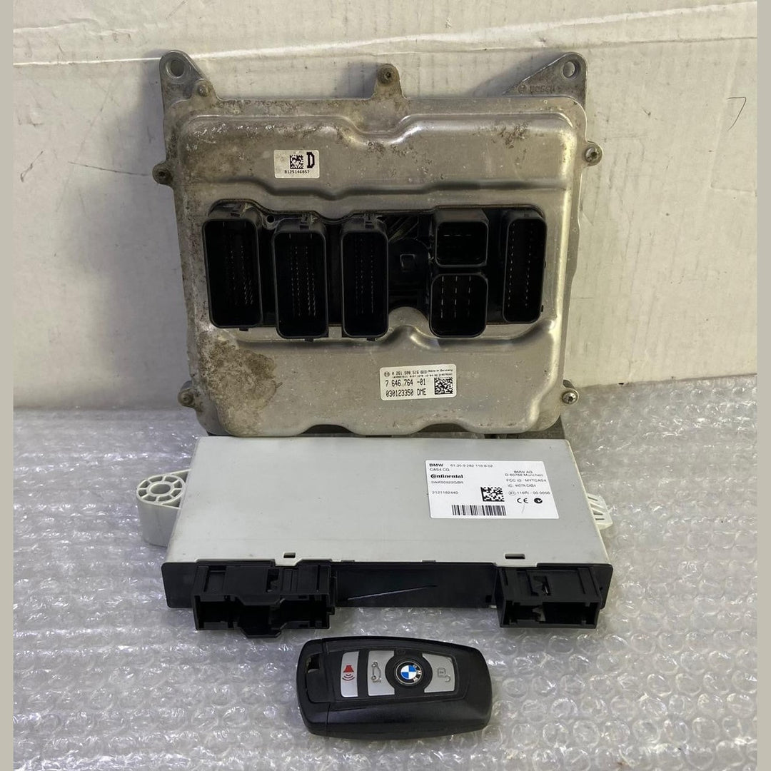 OEM BMW F25 X3 F20 F30 N20 ENGINE CONTROL UNIT DME CAS IGNITION KEY SET 7646764