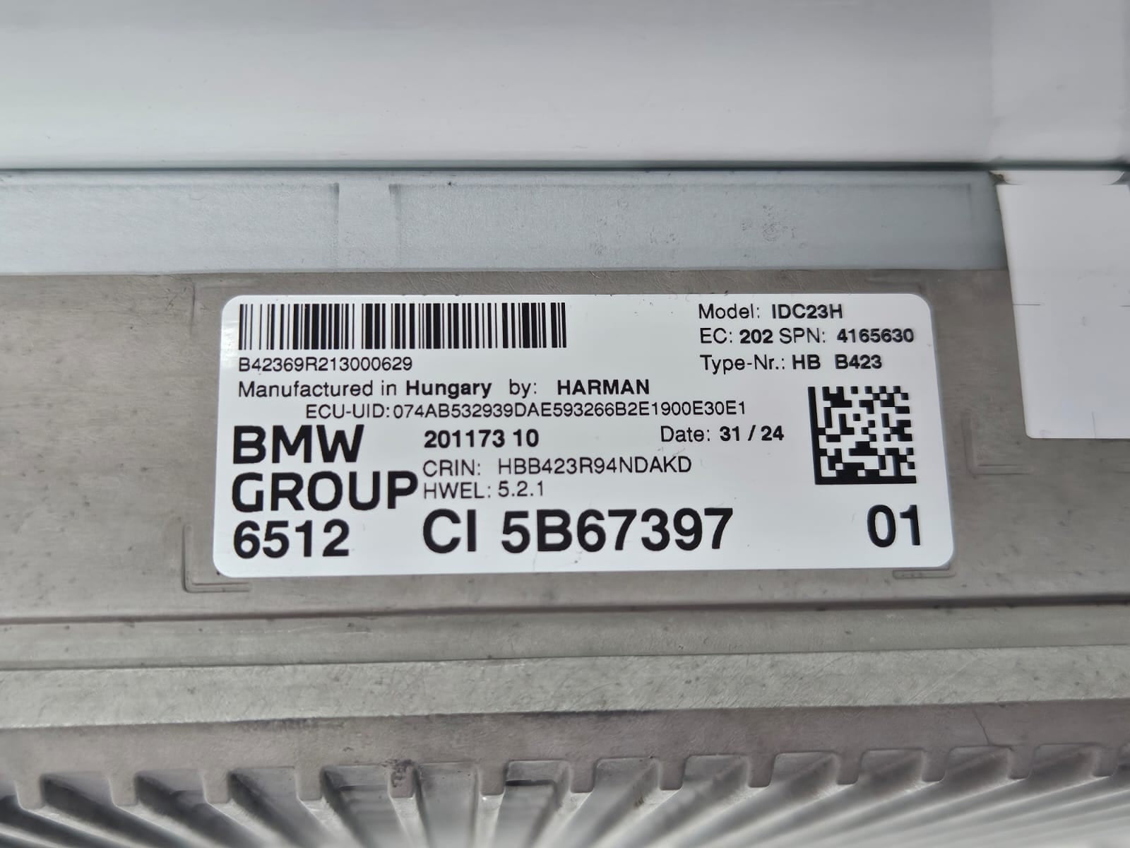 5B67397-2024 BMW X1 U11 S drive 18i Audio Head Unit Infotainment OEM