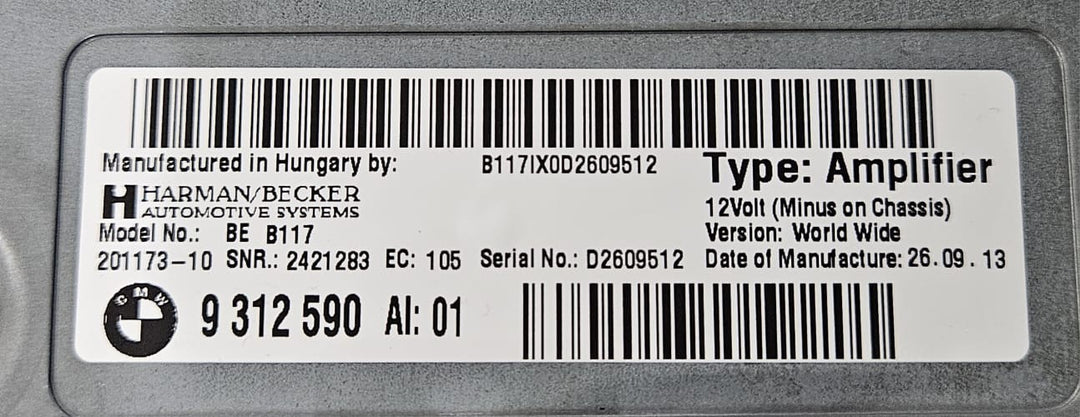 OEM BMW 7 Series F01 F02 F10 Hifi System Amplifier Harman Becker 9312590