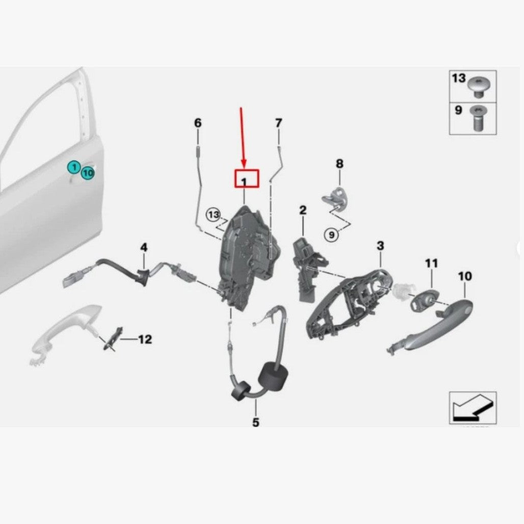 BMW 3 G20 Front Right Door System Latch 5121 7445042 OEM
