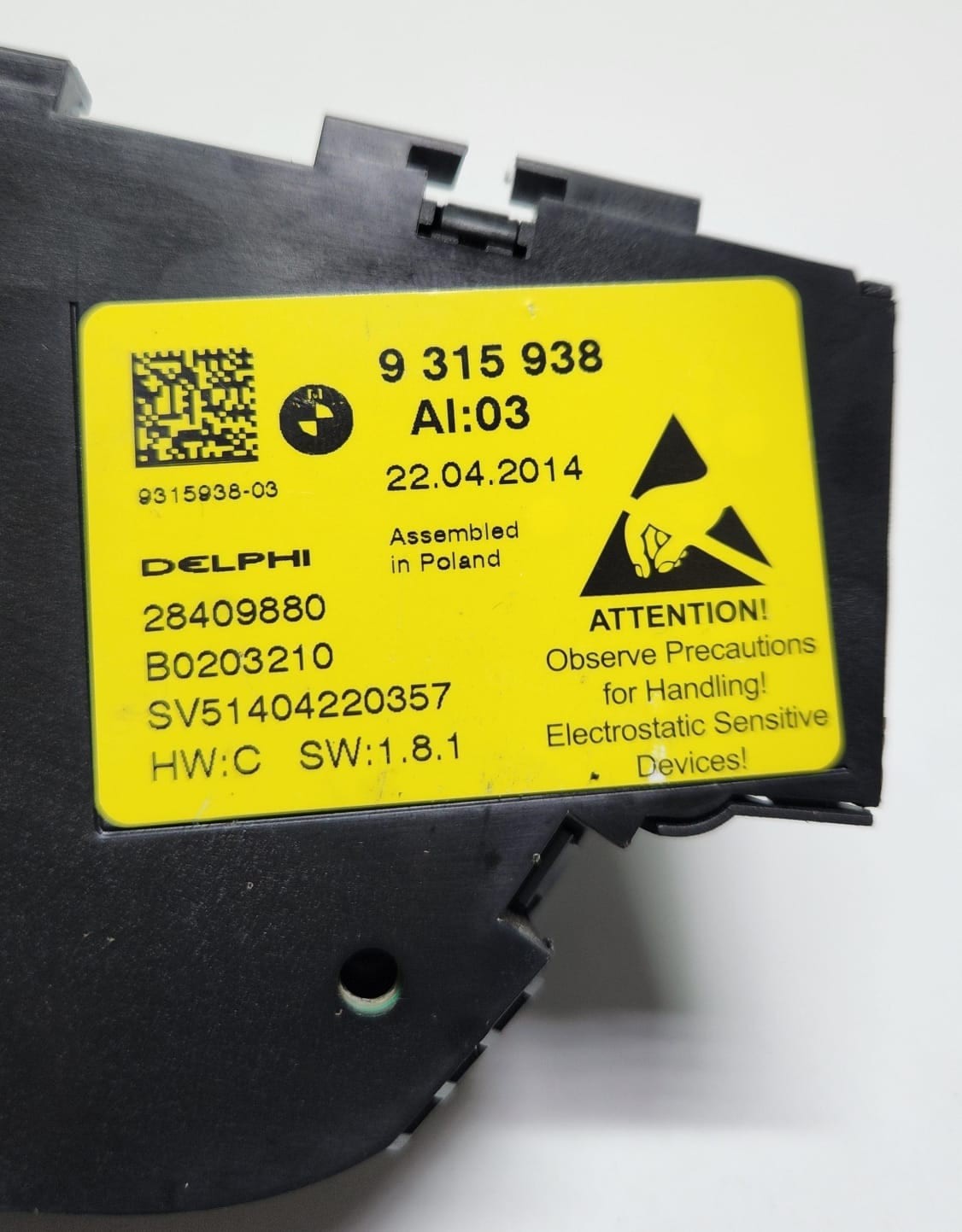 2013-2018 BMW M6 Seat Adjustment Switch 9315938 6 Series Gran Coupe F06 OEM