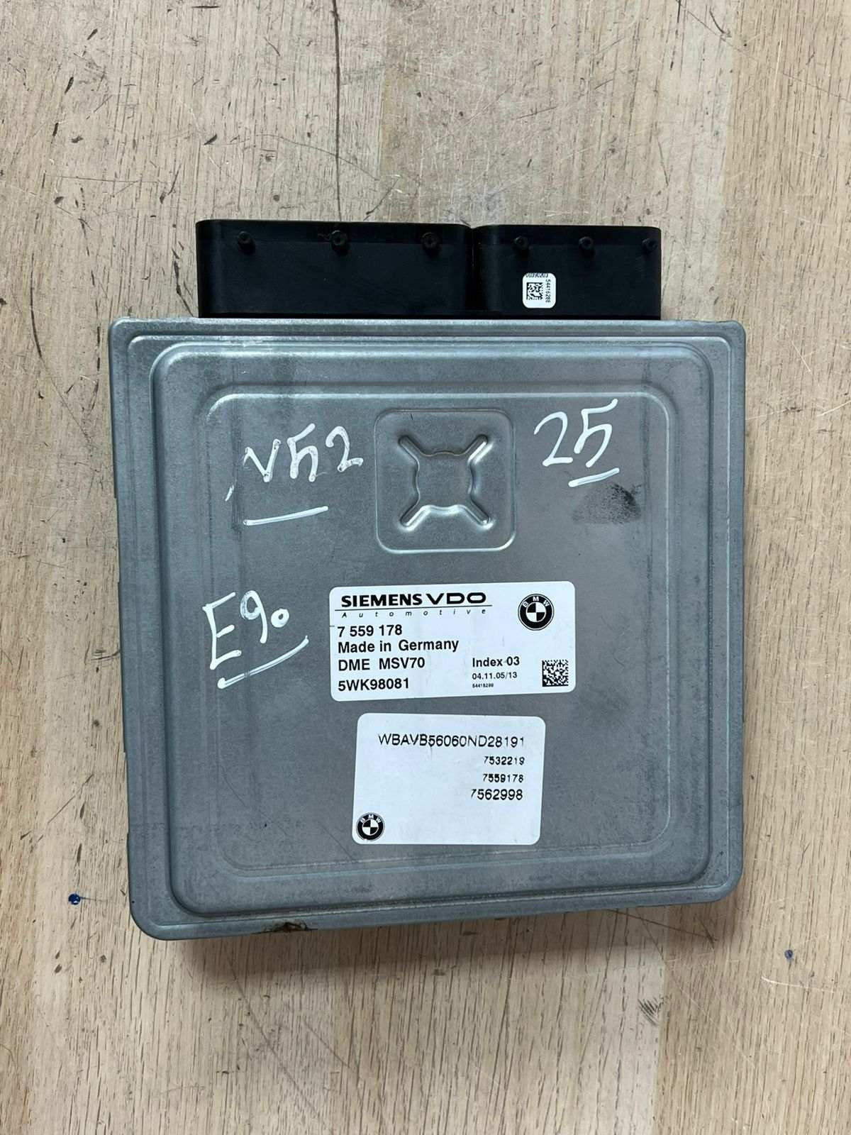 2006 BMW N52 E90 25 MSV70 5WK98081 Engine Control Unit +Cas2 + no key 7559178