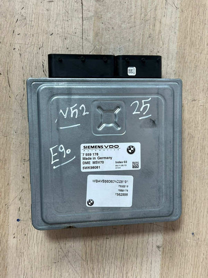 2006 BMW N52 E90 25 MSV70 5WK98081 Engine Control Unit +Cas2 + no key 7559178