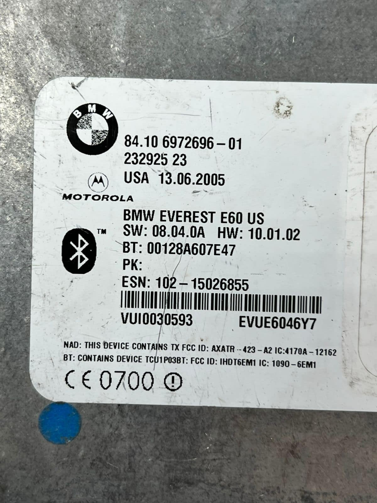 2006 BMW 325i 530xi 525xi Telematics Communication Control Module 6972696 OEM