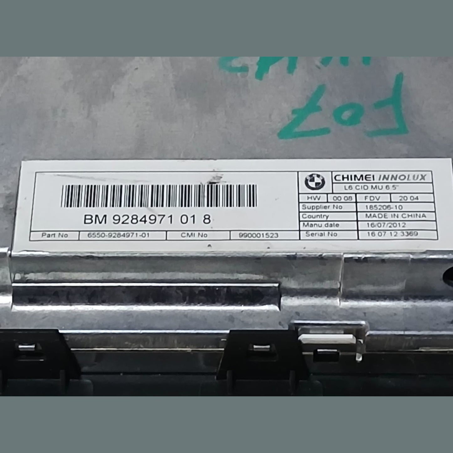 OEM BMW 5ser 2011 F07 GT L6 CID MU 6.5 INCH DISPLAY/SCREEN 9284971 