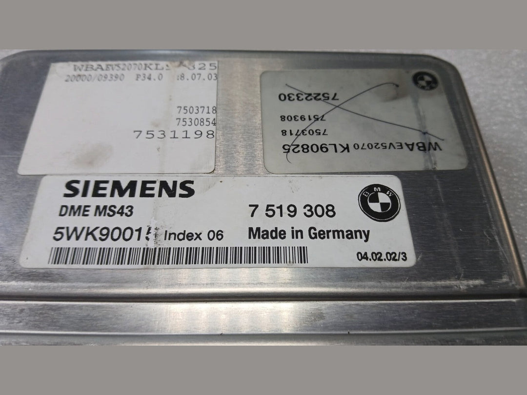 BMW  5 SERIES E39 Z3 E36 M54 ENGINE CONTROL ECU MODULE DME MS43 7519308