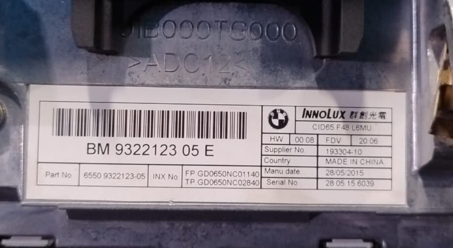 BMW X1 F48 INFORMATION GPS DASH DISPLAY 6.5 SCREEN OEM-  9322123