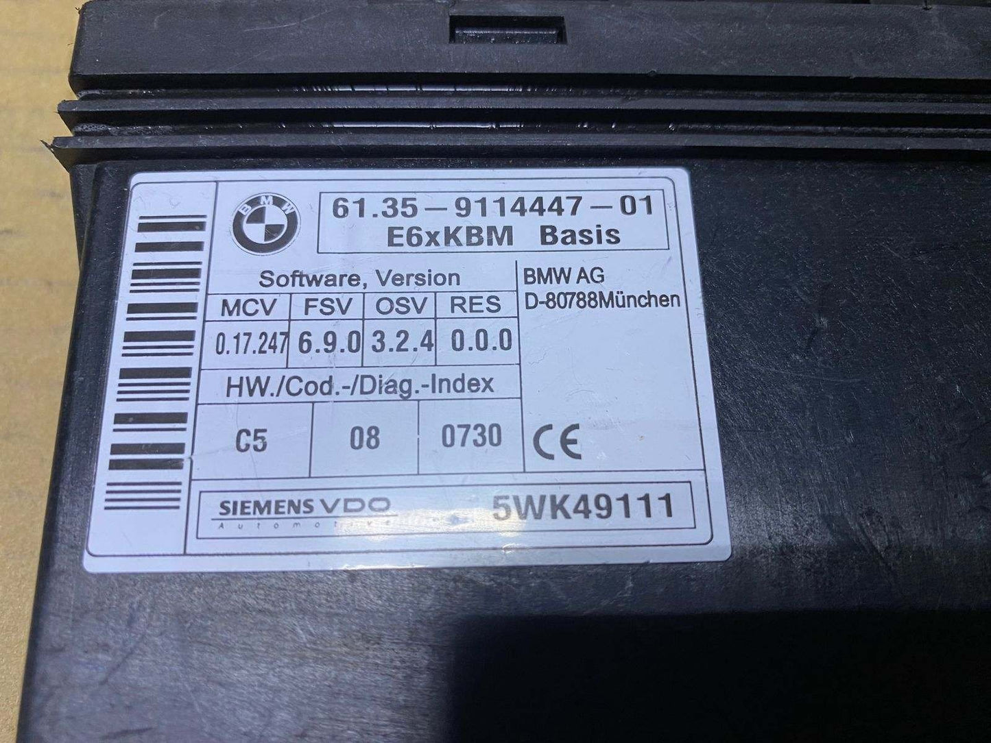 2007 BMW 550i Body Control Module 9114447 5 Series E60 and 6 Series E63