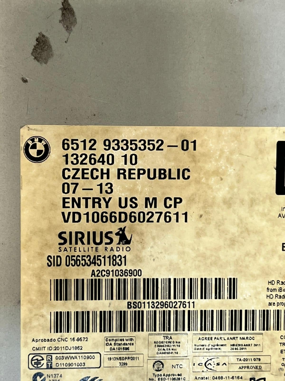 2012-2016 BMW 328i F22 F30 F32 2' 3' Radio Cd Player Satellite Head Unit 9335352