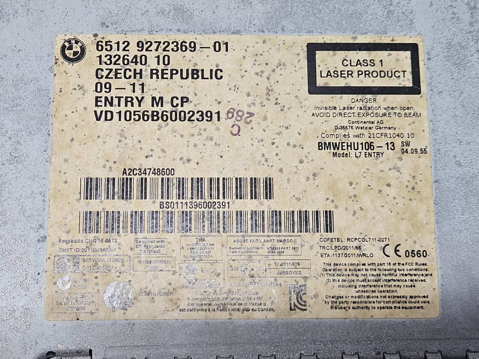 BMW F20 F21 F22 F30 Radio Audio Professional CD Player Head Unit 9272369 OEM
