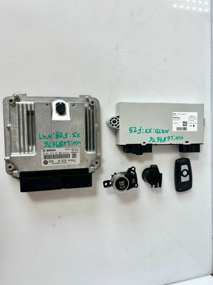BMW X3 F25 Diesel 2.0dX N47N Engine ECUs Kit DDE 8572418 CAS +1 Key CAS4 Manual